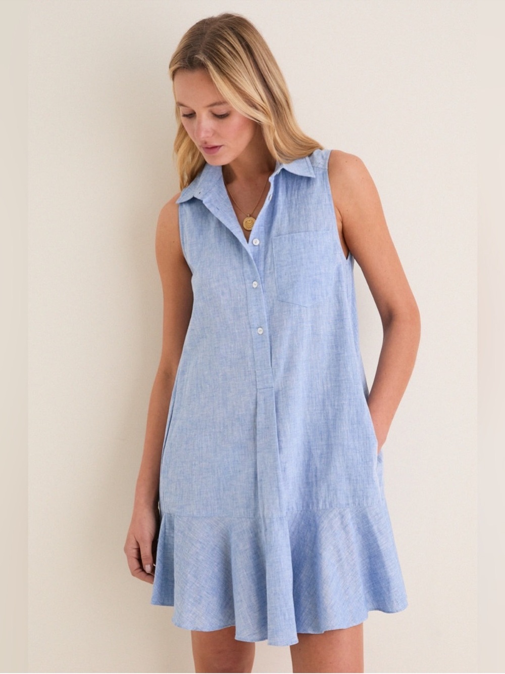 TUCKERNUCK Chambray Sleeveless Callahan Shirt Dress
